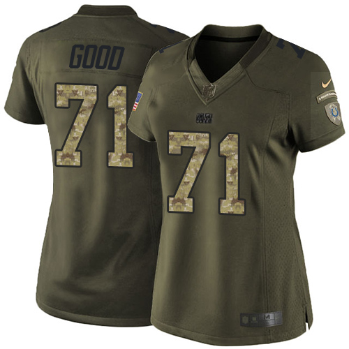 Women's Elite Denzelle Good Nike Jersey Green - #71 Salute to Service NFL Indianapolis Colts